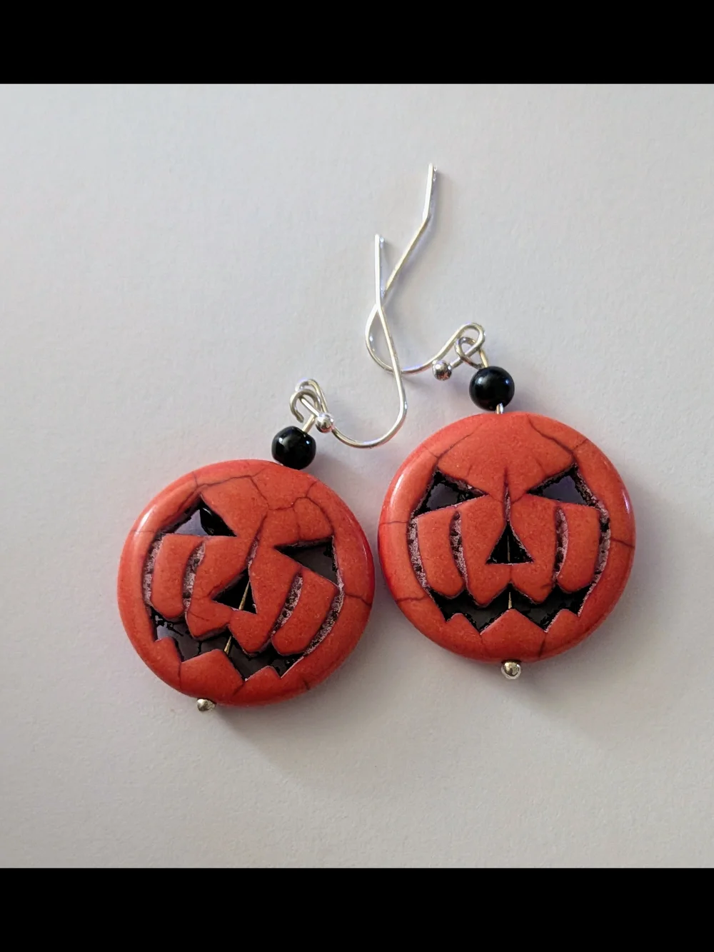 Orange Pumpkin Jack-O'-Lantern Dangle Earrings